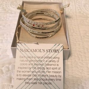 White beaded wrap wrist bracelet by Nakamol